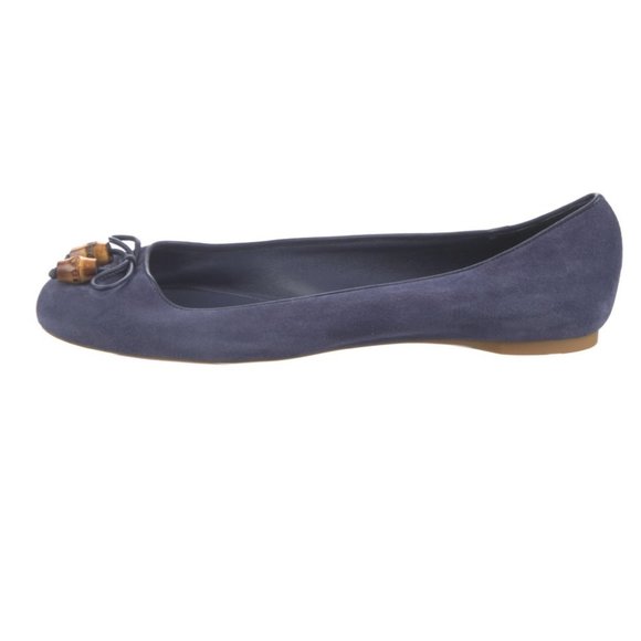 Gucci Blue Suede Bamboo Accent Flats - Picture 12 of 12
